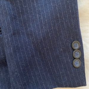 Navy Pinstripe 100% Wool Three-button Suit